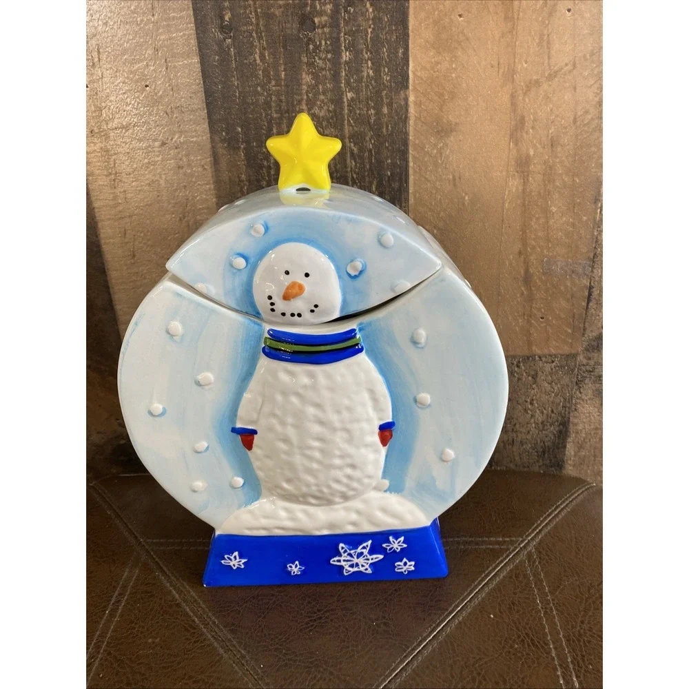 Snowman Ceramic Cookie Great Jar by Design PAC Inc. Christmas Holiday Snow Vtg